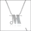 Pendant Necklaces Fashion 26 Letter Zircon Necklace Copper Sier Chain Name Choker Shiny Cubic Zirconia Crystal Stone Jewelry Drop De Otrc3