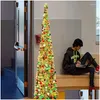 Decorações de Natal Tinsel Tinsel árvores Easyassesslembly Reutilable Lápis artificial colapsável árvore slim com lantejoulas brilhantes plástico stan dhgup