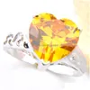 Solitaire Ring 5pcs Lot بالجملة المشاركة المجوهرات القلب الأصفر Citrine Gems 925 Sterling Sier مطلي للنساء Rings Us Size 7 8 DHFCP