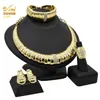 Halsband örhängen set aniid dubai 2023 högkvalitativ bröllop smycken afrikansk pläterad guld choker armband set gåvor grossist