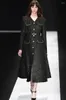Women's Trench Coats Gedivoen Designer Autumn Winter Fashion Tweed Coat Women's Long Sleeve Single-breasted Belted Pocket Black Overcoat
