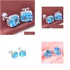 Stud Luckyshine Est Oval Sky Blue Topaz 925 Sterling Sier Plateado Pendientes Para Mujeres 7X8 Mm Drop Delivery Jewelry Dhwig