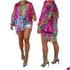 Повседневные платья Розничная дизайнерская женская рубашка Tie Dye Print Fashion Cardigan Dress Drop Delivery Clothing Женская одежда Dhmym