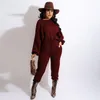 Women's Two Piece Pants RMSFE 2023 Ladies Spring And Autumn Solid Color Leisure Long Sleeve Round Neck Fashion Loose Elastic Waist Trousers