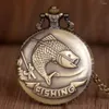 Pocket Watches Vintage Fishing Fish Fob Watch Relogio Masculino For Man Woman Clock Birthday Gifts