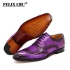 Dress shoes Size Handmade Mens Wingtip Oxford Shoes Genuine Calf Leather Tr