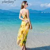 Casual Dresses Quality High Real Silk Dress Women Summer 2023 Floral Long Beach Boho Strap Maxi Vestido De Mujer KJ