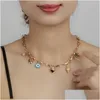 Pendant Necklaces Fashion Jewelry Evil Eye Necklace Shell Starfish Heart Charms Chain Choker Drop Delivery Pendants Dhhbn