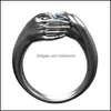 Wedding Rings 2021Exquisite Handen Omarmen Blue Ring Crystal Rhinestone Elegante vrouwelijke verloving Fashion Gift 1903 T2 Drop Delivery J DHVVN