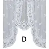 Curtain European Style White Translucent Coffee Warp Knitted Curtains Kitchen Tulle Lace Sheer Jacquard Bedroom