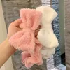 Bijoux pour cheveux, 1 pièce, bandeau de lavage en peluche avec nœud rouge, maquillage mignon, couleur unie, fourniture de bandeau