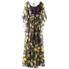 Casual Dresses High Quality Designer Inspired Women Lemon Print Maxi Dress Vacation Bohemia Summer Fashion Long 2023