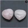 Stone 25mm Heart Amethyst Rose Quartz Topaz Agate Natural Plant Ornament Chakras Yoga Pieces Stones smycken Making Accessories Drop Dhyek