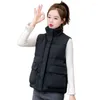 Coletes femininos femininos outono casaco de inverno de inverno acolchoado colete de colete cardigan tops de mangas do parka coreana moda solta