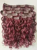 Yeni Brezilyalı Kıvırcık İnsan Saçlı Atkol Klip Kinky Curl Beygundy 99J Renk Sarışın Uzantılar