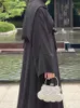 エスニック服2ピースイスラム教徒セットアバヤマッチングスーツの女性は、インナーノースリーブの長いドレスでアバヤを開くドバイトルコ謙虚な衣装
