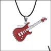 Pendentif Colliers De Mode En Acier Inoxydable Guitare Collier Pour Hommes Pendentifs En Cuir Chaîne Mâle Drop Delivery Bijoux Otyr7