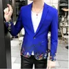 Ternos masculinos Blazers Fashion Party Blazer Slim Fit Blue Stage Trajes for Male Singers Deginer Red Mens Flored Styles