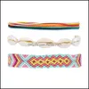 Bracelets de charme Bracelet de concha trançada bohemiana unissex feita artesanal mti cor tecida no verão praia ajustável para mulheres jóias q58 dhqmp
