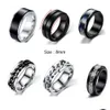 Bandringar 6mm 8mm rostfritt st￥lkedja roterande ring personlig anti ￥ngest fidget f￶r kvinnor m￤n trendiga smycken g￥va svart sliv dhmpn