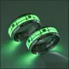 Anillos de pareja tamaño 613 anillo luminoso negro moda hombre minimalista acero inoxidable que brilla en la oscuridad entrega de joyería Otju2