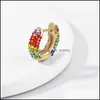 Hoop Huggie Summer Rainbow Colorf Pave Crystal Earrings Cooper Mini Earring For Women High Quality Party Classic Jewelry Drop Deliv Ot5Hx