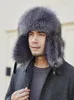 Bérets Pudi homme hiver vraie fourrure Bomber béret en cuir véritable chapeaux casquettes HF293