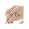 Med sidogonter turniska blommringar Rainbow Zircon 925 Sier for Women Weddings Party Jewelry FL Drop Delivery Ring Dhunx