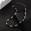 Collier ras du cou en bois naturel pour hommes, court, perles simples, chaîne sur le cou, accessoires bijoux à la mode, cadeau, 2023