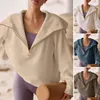 Bluzy damskie jesienna bluza stała kolor duża klapa rozrywka pół zip pullover trzymaj ciepło zamek błyskawiczny luźne bluzka ubrania żeńskie