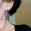 Hoop oorbellen Blue Twist Geplooide glanzende strass geometrie Circle Piercing sieraden Accessoires Verjaardagsfeestjes Geschenken