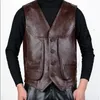 Gilet da uomo Arrivo Gilet in vera pelle di vacchetta Motocicletta da uomo Slim Fit Gilet di mucca marrone reale Giacca da motociclista taglia L-8XL