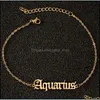 Bracelets de charme constelação de fashion racelete zodíaco projetado letra taurus amizade de ouro presente ajustável para mulheres aniversário dro otrda