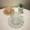 Cups Saucers Tea Set Korea Transparent Coffee Cup Glass Creativity Funny Retro Elegant Luxury Beakers Kitchen Accessories