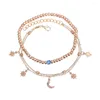 Bracelets de cheville bohème étoile lune perles pour femmes 2023 Vintage Multi couche cheville Bracelet charme plage bijoux en gros