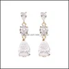 Ciondola il lampadario Fashion Designer Clear Cubic Zirconia Waterdrop Orecchini per le donne Orecchino da sposa Orecchino da sposa Gioielli regalo Otjki