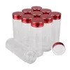 Förvaringsflaskor 15 bitar 80 ml glas med röda lock 37 100 mm kryddburkar containrar godis för bröllop diy hantverk