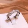 Cluster Rings Classic Hollow Geometric Zircon Ring Opening Adjustable Women's Flower Bridal Party Jewelry