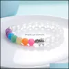 Perlenstränge Männer Frauen Elefant Charms 7 Chakra Armband Klarer weißer Achat Colorf Wind Fossilien Perlenschmuck Drop Lieferung Armband Otvbu