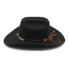 Kovboy Keçe Şapkaları Fedora şapkası Fedoras Kadın Erkekler Trilby Geniş Ağız Kapakları Sonbahar Kış Büyük Caz Top Cap 2023