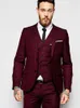 Men's Suits Custom Men's Suit Design Men Wedding Groom Formal Two Buttons Burgundy Tuxedo Jacket 3 Pieces Costume Homme