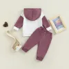 Ensembles de vêtements né bébé filles garçons vêtements automne hiver tenue à manches longues sweats à capuche patchwork couleur unie pantalon à cordon