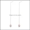 Pieno lampadario zircone cubico zircone cz diamante rhinestone linea filo orecchini matrimoniale drop di acqua per damigella d'onore per la damigella d'onore lunghe Wome Otdtc