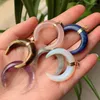 Colares pendentes Reiki Natural Stone Crescente Lua Pink Quartz Amethysts Lapis Labradorita Opal Purple Crystal for Women Jewelry