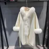 Dameswol Winter Echte purkape jas voor vrouwen 2023 Koreaanse dame oversized blend cape bovenkleding met echte kraag
