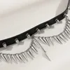 Chokerhalsketten für Frauen 2023 Schmuck Süßes cooles einfaches Design Personalisierter Nietenhalsband Schwarzer Anhänger Quastenkragen Brautjungferngeschenk