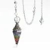 Hänghalsband Natural Stone Pendulum 1pc Six Sided Ametussss Crystal Conical Small Ball 7 Chakra Gift Smycken Healing Stones