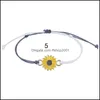 Charm Bracelets Wave Strand Anklet For Teen Girls Handmade Sunflower Adjustable Braided Bracelet Friendship Jewelry Q542Fz Drop Deliv Dh0Ii