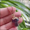 Arts et artisanat Reiki Pierre Naturelle Cristal Chaîne Dorée Mignon Mascotte Champignon Pendentif Collier Améthystes Labradorite Opale Sautoirs Dr Dh7Cy