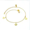 Anklets MxGxFam 23.5 Cm Hearts Charm Bell Summer Anklet Bracelets For Women Pure Gold Color Lead And Nickel Free